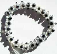 25 7mm Black & White Bumpy Glass Beads